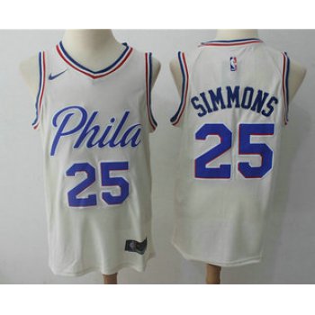 Men's Philadelphia 76ers #25 Ben Simmons Cream Nike City Edition Swingman Jersey