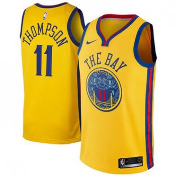 Nike Golden State Warriors #11 Klay Thompson Gold NBA Swingman City Edition Jersey
