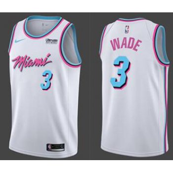 Nike Heat #3 Dwyane Wade White NBA Swingman City Edition Jersey