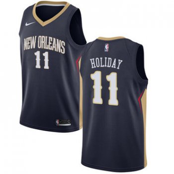 Nike New Orleans Pelicans #11 Jrue Holiday Navy NBA Swingman Icon Edition Jersey