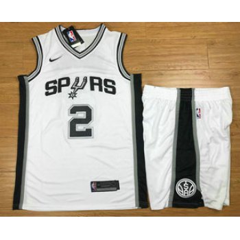 Men's San Antonio Spurs #2 Kawhi Leonard White 2017-2018 Nike Swingman Stitched NBA Jersey With Shorts