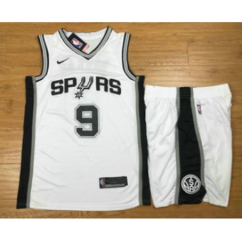 Men's San Antonio Spurs #9 Tony Parker White 2017-2018 Nike Swingman Stitched NBA Jersey With Shorts
