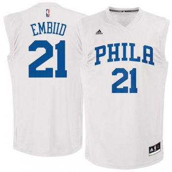 Philadelphia 76ers #21 Joel Embiid White Chase Fashion Replica Jersey