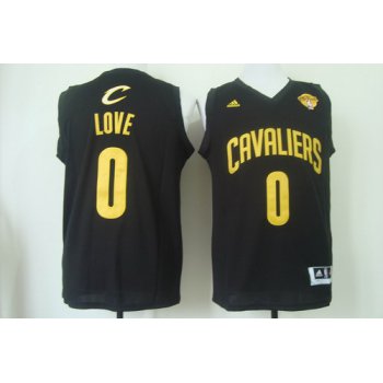 Men's Cleveland Cavaliers #0 Kevin Love 2017 The NBA Finals Patch Black With Gold Swingman Jersey