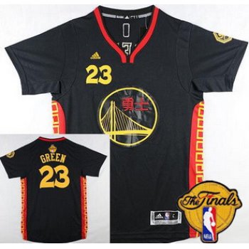 Men's Golden State Warriors #23 Draymond Green Chinese Black Fashion 2017 The NBA Finals Patch Jersey