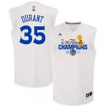 Men's Golden State Warriors #35 Kevin Durant White 2017 The Finals Championship Stitched NBA adidas Swingman Jersey