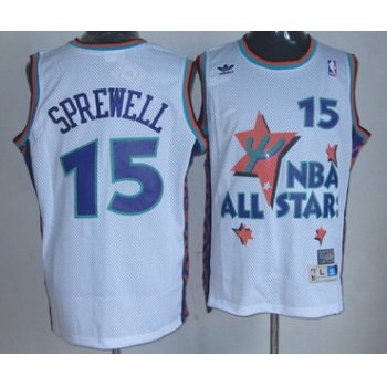 NBA 1995 All-Star #15 Latrell Sprewell White Hardwood Classics Soul Swingman Throwback Jersey
