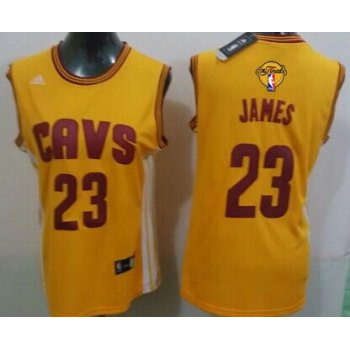 Women's Cleveland Cavaliers #23 LeBron James Yellow 2017 The NBA Finals Patch Jersey