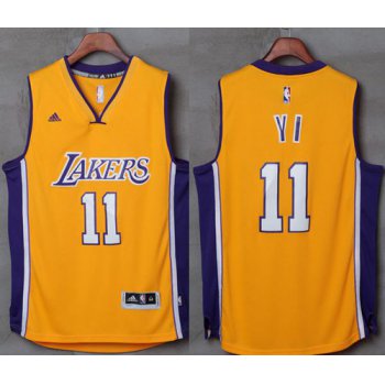 Lakers #11 Yi Jianlian Gold Stitched NBA Jersey