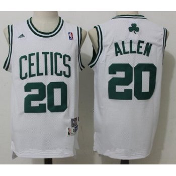 Men's Boston Celtics #20 Ray Allen White Hardwood Classics Soul Swingman Stitched NBA Throwback Jersey