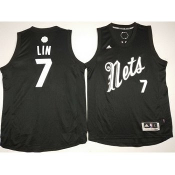Men's Brooklyn Nets #7 Jeremy Lin adidas Black 2016 Christmas Day Stitched NBA Swingman Jersey