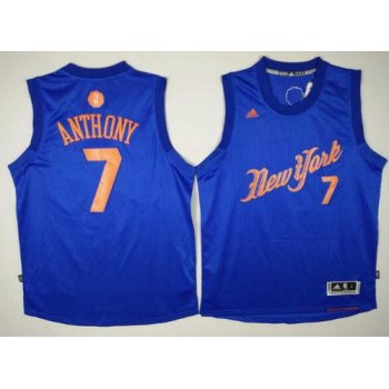 Men's New York Knicks #7 Carmelo Anthony Adidas Royal Blue 2016 Christmas Day Stitched NBA Swingman Jersey