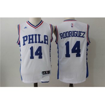 Men's Philadelphia 76ers #14 Sergio Rodriguez NEW White Stitched NBA adidas Revolution 30 Swingman Jersey