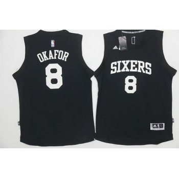Men's Philadelphia 76ers #8 Jahlil Okafor Black With White Stitched NBA Adidas Revolution 30 Swingman Jersey