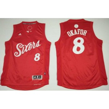 Men's Philadelphia 76ers #8 Jahlil Okafor adidas Red 2016 Christmas Day Stitched NBA Swingman Jersey