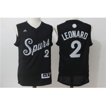 Men's San Antonio Spurs #2 Kawhi Leonard adidas Black 2016 Christmas Day Stitched NBA Swingman Jersey