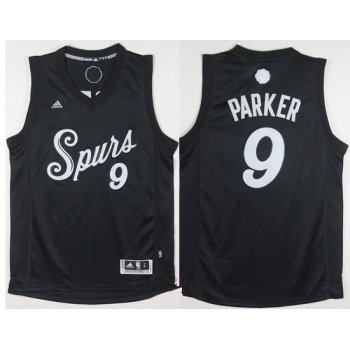 Men's San Antonio Spurs #9 Tony Parker adidas Black 2016 Christmas Day Stitched NBA Swingman Jersey