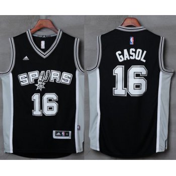 Spurs #16 Pau Gasol Black Stitched NBA Jersey