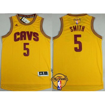Men's Cleveland Cavaliers #5 J.R. Smith 2016 The NBA Finals Patch Yellow Jersey