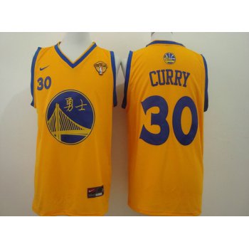 Men's Golden State Warriors #30 Stephen Curry Chinese Yellow Nike Authentic Jersey