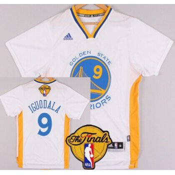 Men's Golden State Warriors #9 Andre Iguodala White Short-Sleeved 2016 The NBA Finals Patch Jersey