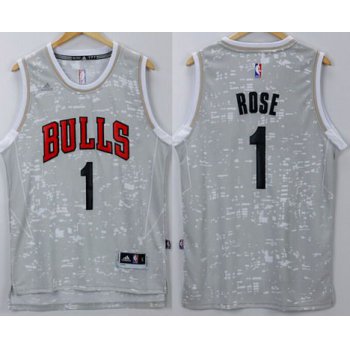 Men's Chicago Bulls #1 Derrick Rose Adidas 2015 Gray City Lights Swingman Jersey