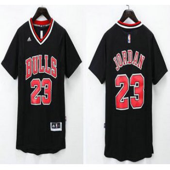 Men's Chicago Bulls #23 Michael Jordan Revolution 30 Swingman 2014 New Black Short-Sleeved Jersey With Bulls Style