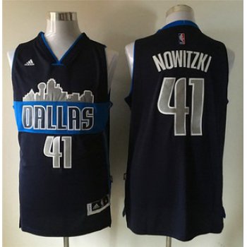 Men's Dallas Mavericks #41 Dirk Nowitzki Revolution 30 Swingman The City Navy Blue Jersey