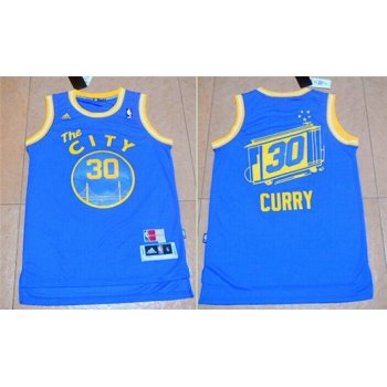 Men's Golden State Warriors #30 Stephen Curry Revolution 30 Swingman 2015-16 Retro Blue Jersey