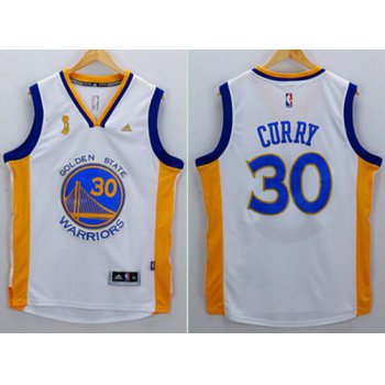 Men's Golden State Warriors #30 Stephen Curry White 2015 Championship Patch Jersey