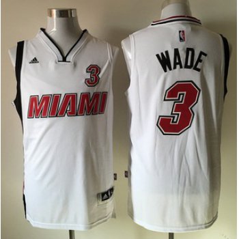 Men's Miami Heat #3 Dwyane Wade Revolution 30 Swingman 2015-16 Retro White Jersey