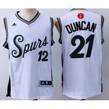 Men's San Antonio Spurs #21 Tim Duncan Revolution 30 Swingman 2015 Christmas Day White Jersey