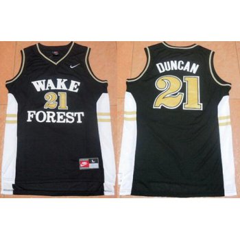 Men's West Forsyth University #21 Tim Duncan Black College Basketball Nike Swingman Jersey