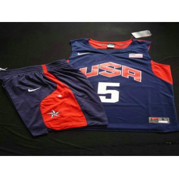 2012 Olympics Team USA 5 Kevin Durant Blue Basketball Suit