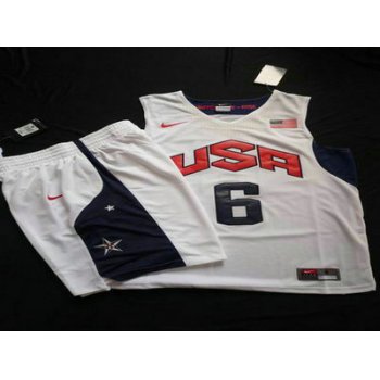 2012 Olympics Team USA 6 LeBron James White Basketball Suit