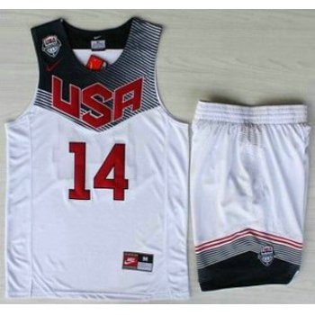 2014 USA Dream Team #14 Anthony Davis White Basketball Jersey Suits