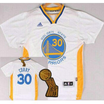 Golden State Warriors #30 Stephen Curry Revolution 30 Swingman 2014 New White Short-Sleeved Jersey With 2015 Finals Champions Patch