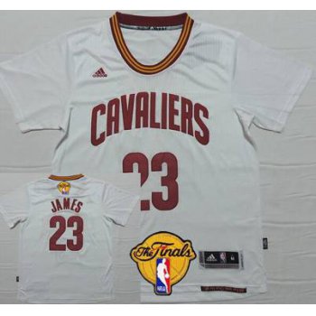 Men's Cleveland Cavaliers #23 LeBron James Revolution 2015 The Finals New White Short-Sleeved Jersey