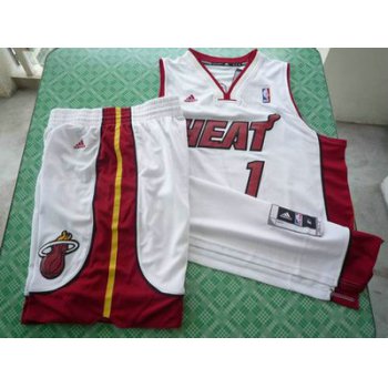 Miami Heat 1 Bosh white swingman Basketball Suit
