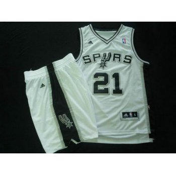 San Antonio Spurs 21 Tim Duncan white Basketball Suit