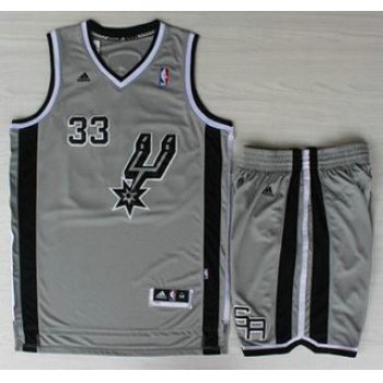 San Antonio Spurs #33 Boris Diaw Grey Revolution 30 Swingman NBA Jersey Short Suits