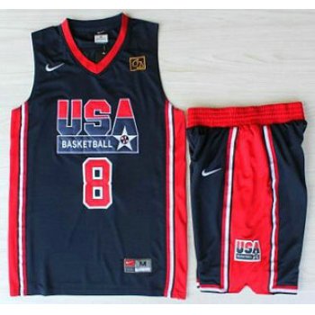 USA Basketball 1992 Olympic Dream Team #8 Scottie Pippen Blue Jerseys & Shorts