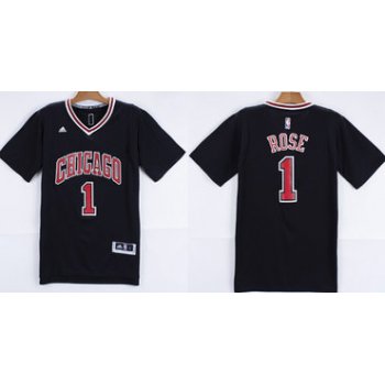 Chicago Bulls #1 Derrick Rose Revolution 30 Swingman 2014 New Black Short-Sleeved Jersey