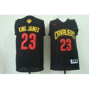 Men's Cleveland Cavaliers #23 King James Nickname 2015 The Finals 2015 Black Fashion Jersey