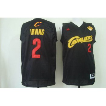 Men's Cleveland Cavaliers #2 Kyrie Irving 2015 The Finals 2014 Black With Red Fashion Jersey