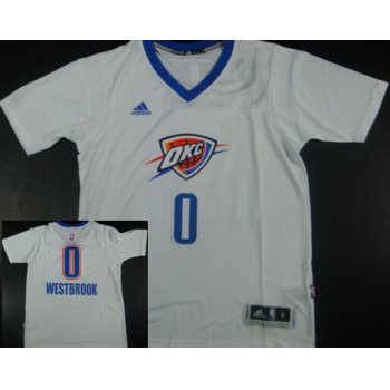 Oklahoma City Thunder #0 Russell Westbrook Revolution 30 Swingman 2014 New White Short-Sleeved Jersey