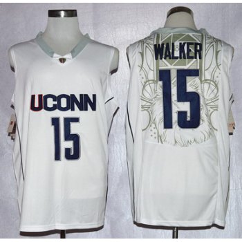 Uconn Huskies #15 Kemba Walker White Jersey