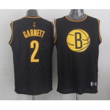 Brooklyn Nets #2 Kevin Garnett Revolution 30 Swingman 2014 Black With Gold Jersey