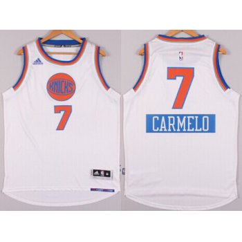 New York Knicks #7 Carmelo Anthony Revolution 30 Swingman 2014 Christmas Day White Jersey