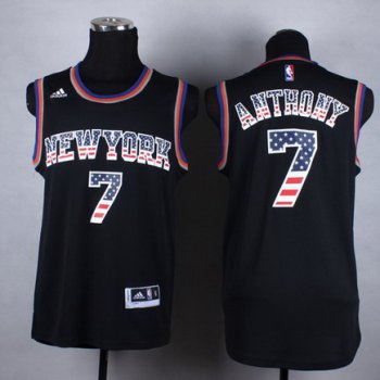 New York Knicks #7 Carmelo Anthony Revolution 30 Swingman 2014 USA Flag Fashion Black Jersey